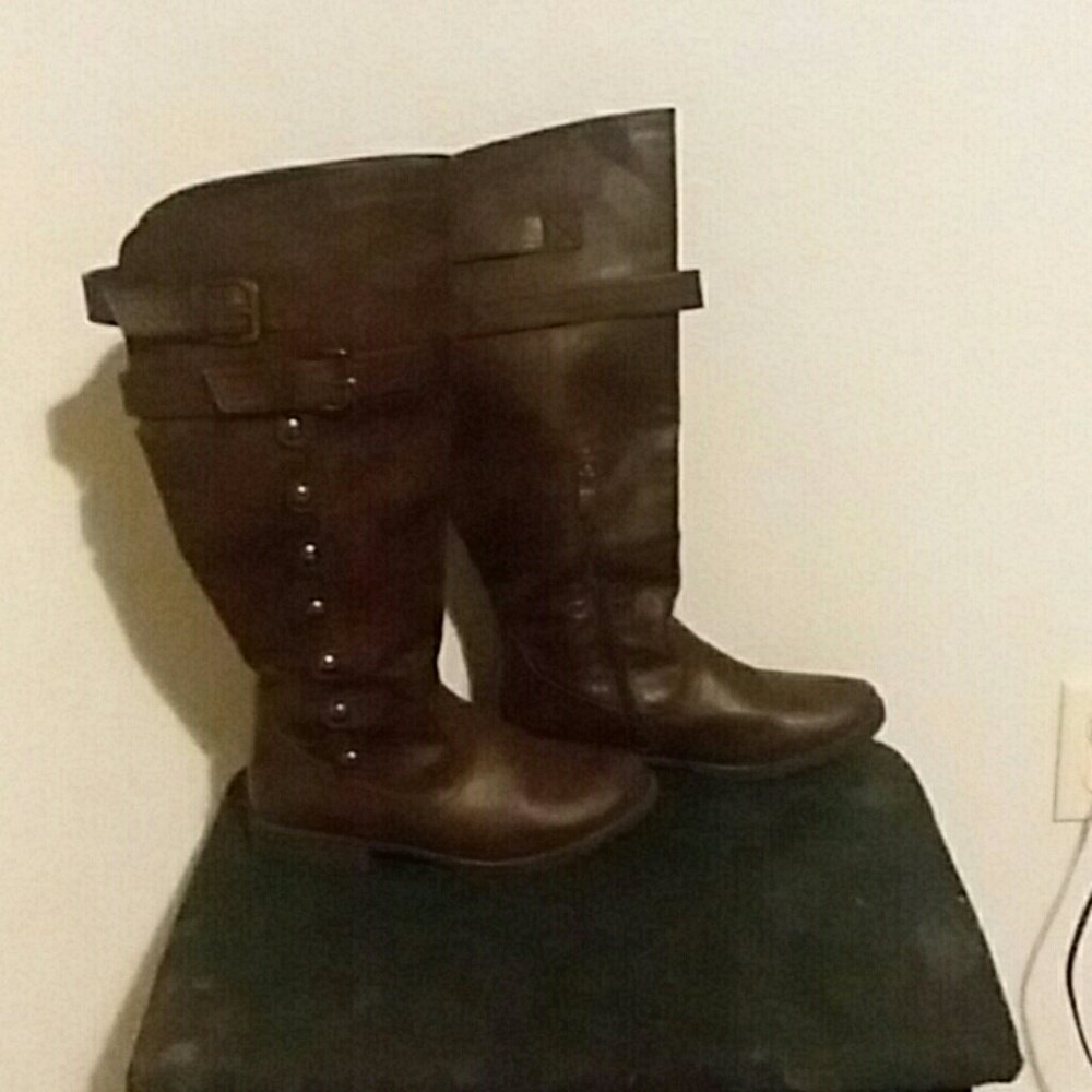 Faux leather, brown boots